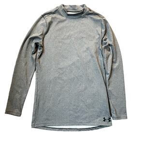 Under Armour Men's SM Coldgear Mock Neck Fitted Gray Long Sleeve Athletic Shirt